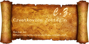 Czvetkovics Zoltán névjegykártya